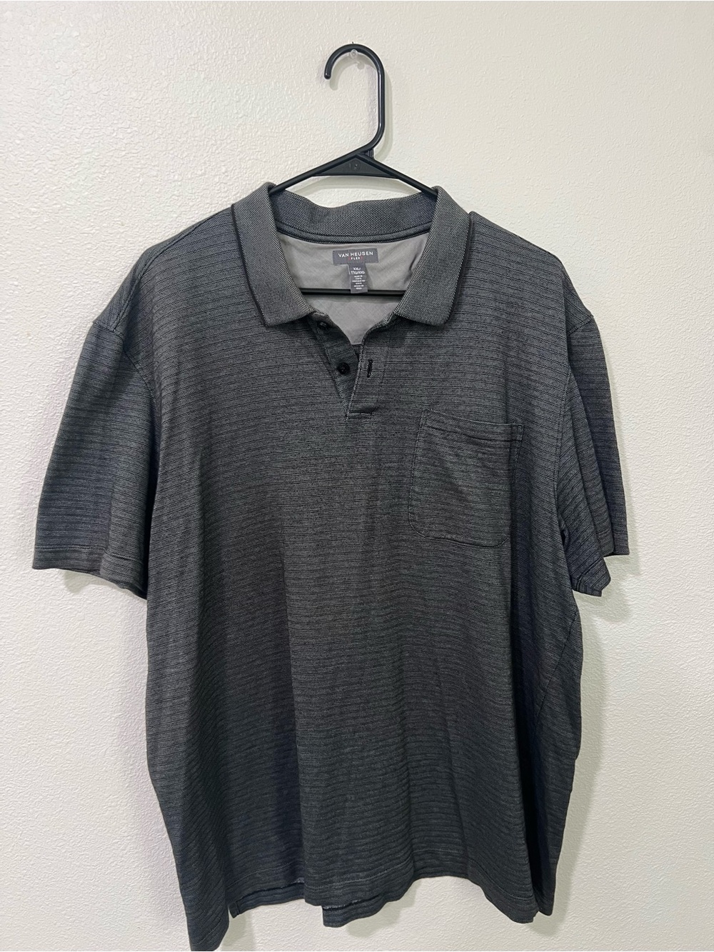 Van Heusen Men's Charcoal Gray Polo with Chest Pocket